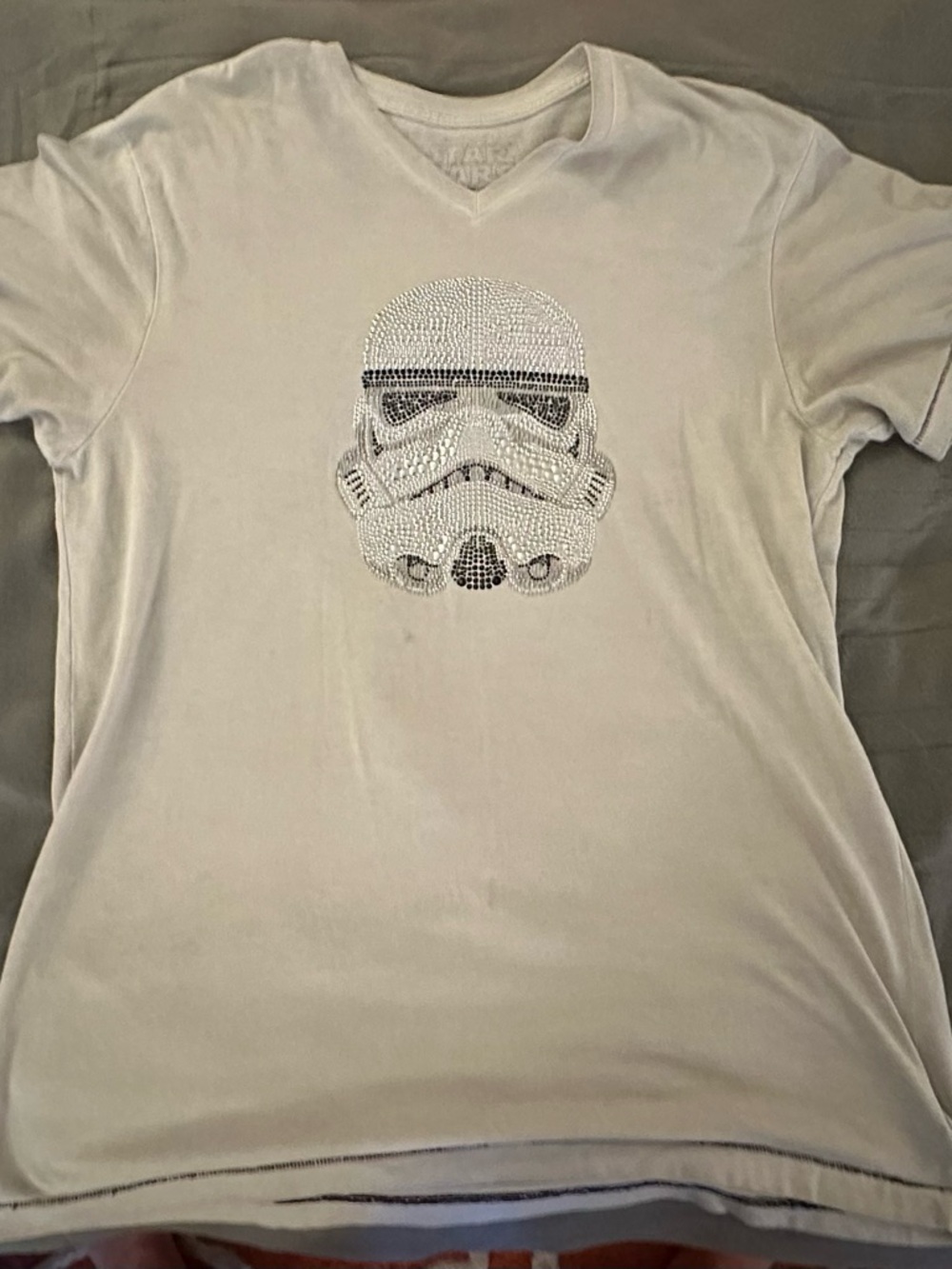 Marc Ecko Cream Short Sleeve Tee with Rhinestone Stormtrooper